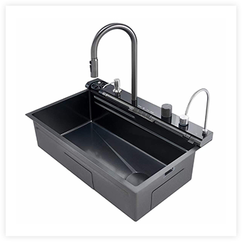 Black Waterfall Workstation Sink